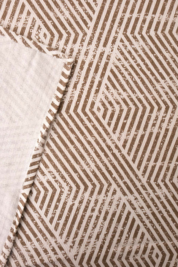 Kahverengi Prizma Desenli Çift Kişilik Baskılı Pike Yatak Örtüsü 200X230 Cm