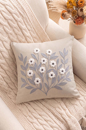 Gray Daisy Branch Pattern Punch Decorative Cushion Cover