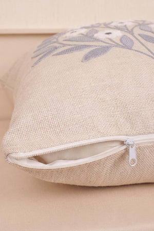 Gray Daisy Branch Pattern Punch Decorative Cushion Cover