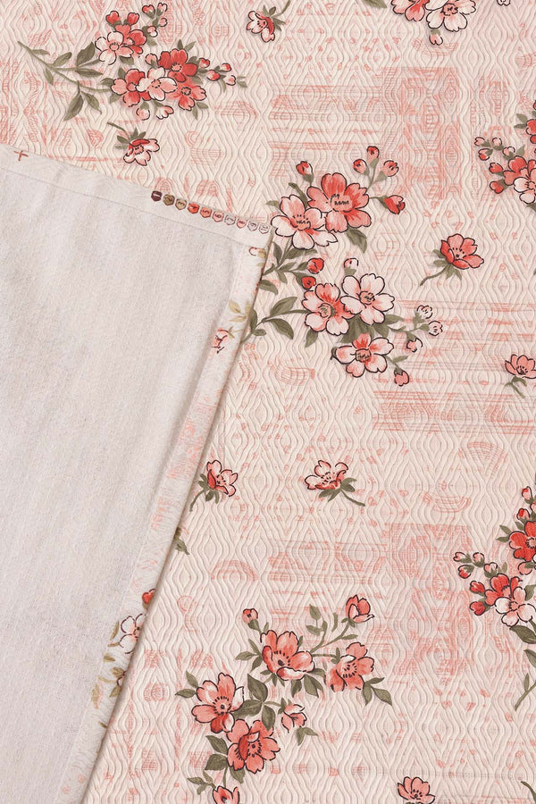 Pembe Kır Çiçeği Desenli Çift Kişilik Baskılı Pike Yatak Örtüsü 200X230 Cm