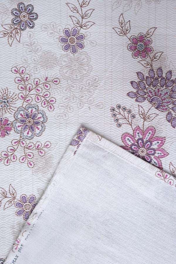 Mor Çiçek Desenli Çift Kişilik Baskılı Pike Yatak Örtüsü 200X230 Cm