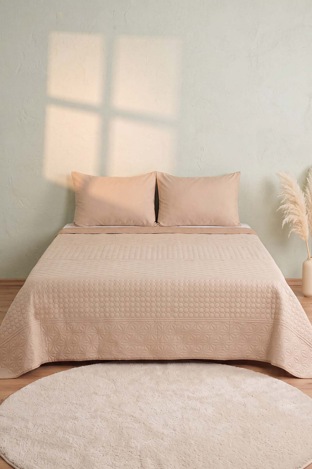 Mink Doremi Reversible Double Quilted Bedspread & Pique 200x220 Cm