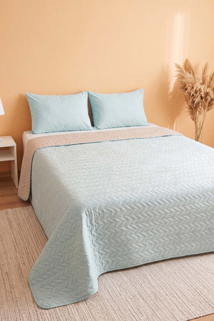 Sea Green Ultrasonic Reversible Double Quilted Bedspread & Pique 180x240 Cm