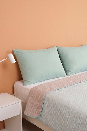 Sea Green Ultrasonic Reversible Double Quilted Bedspread & Pique 180x240 Cm
