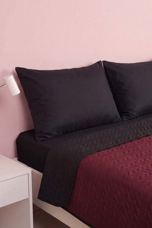 Burgundy Ultrasonic Reversible Double Quilted Bedspread & Pique 180x240 Cm