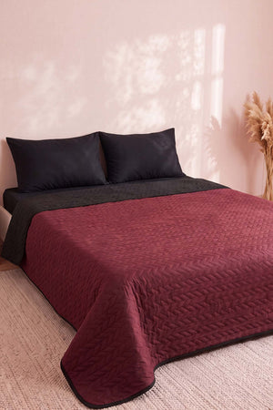 Burgundy Ultrasonic Reversible Double Quilted Bedspread & Pique 180x240 Cm