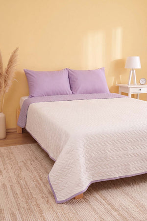 White Ultrasonic Reversible Double Quilted Bedspread & Pique 180x240 Cm