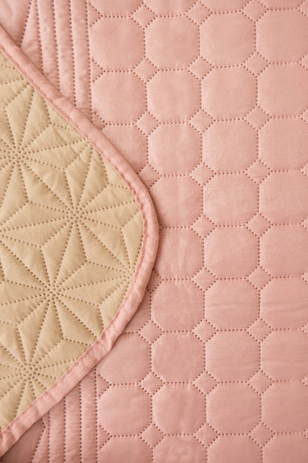Pink Ultrasonic Reversible Double Quilted Bedspread & Pique 180x240 Cm