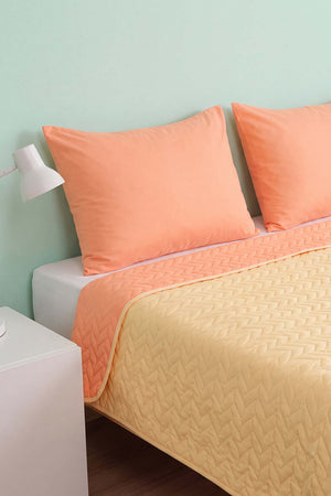 Yellow Ultrasonic Reversible Double Quilted Bedspread & Pique 180x240 Cm