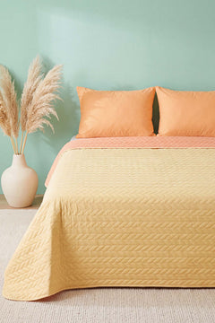 Yellow Ultrasonic Reversible Double Quilted Bedspread & Pique 180x240 Cm