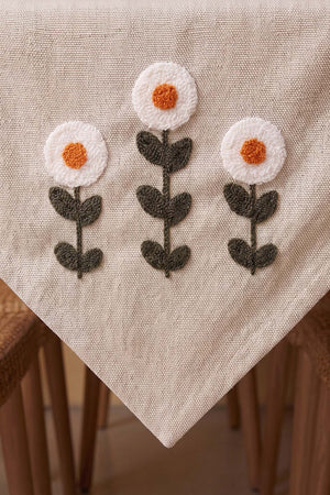 Daisy Cream Kasso Punch İşlemeli Runner 35X110 Cm