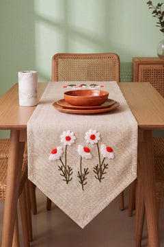 Daisy Puff Kasso Punch İşlemeli Runner 35X110 Cm