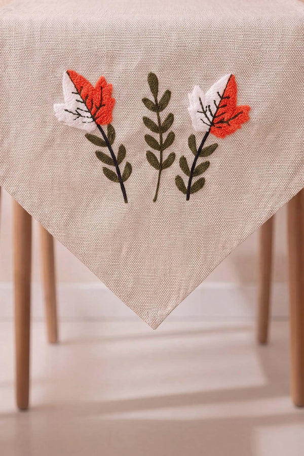 Warm Leaf Kasso Punch İşlemeli Runner 35X110 Cm