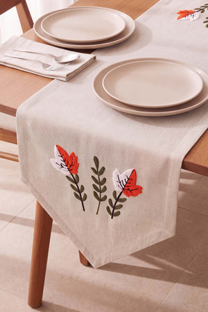Warm Leaf Kasso Punch İşlemeli Runner 35X110 Cm