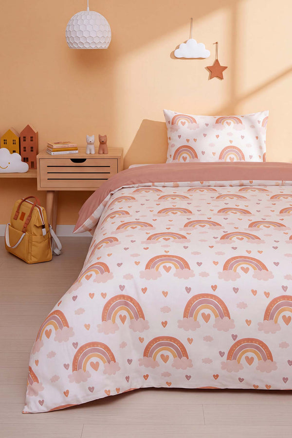 Bohem Pastel Gökkuşağı Tek Kişilik Pamuklu Nevresim Takımı