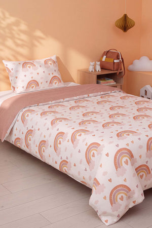Bohem Pastel Gökkuşağı Tek Kişilik Pamuklu Nevresim Takımı