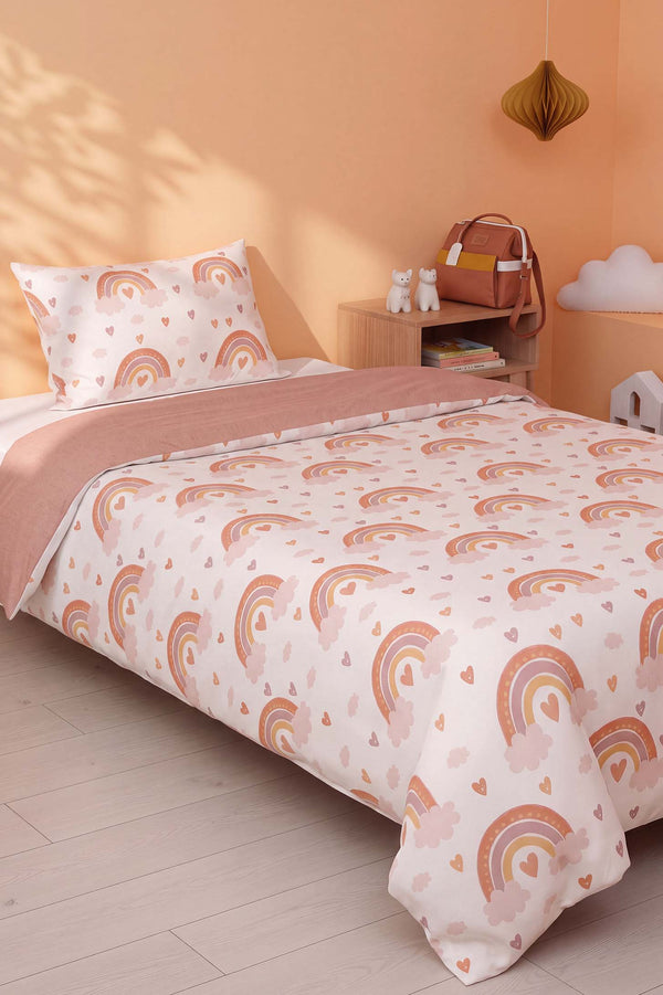 Bohem Pastel Gökkuşağı Tek Kişilik Pamuklu Nevresim Takımı