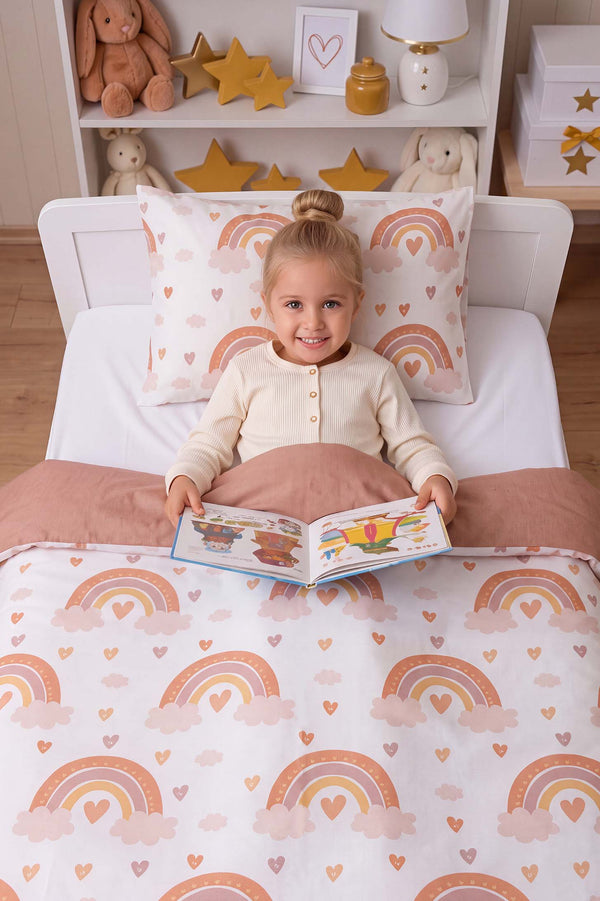 Bohem Pastel Gökkuşağı Tek Kişilik Pamuklu Nevresim Takımı