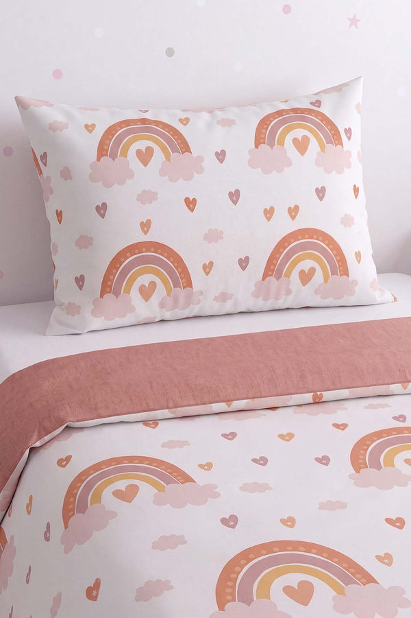 Bohem Pastel Gökkuşağı Tek Kişilik Pamuklu Nevresim Takımı