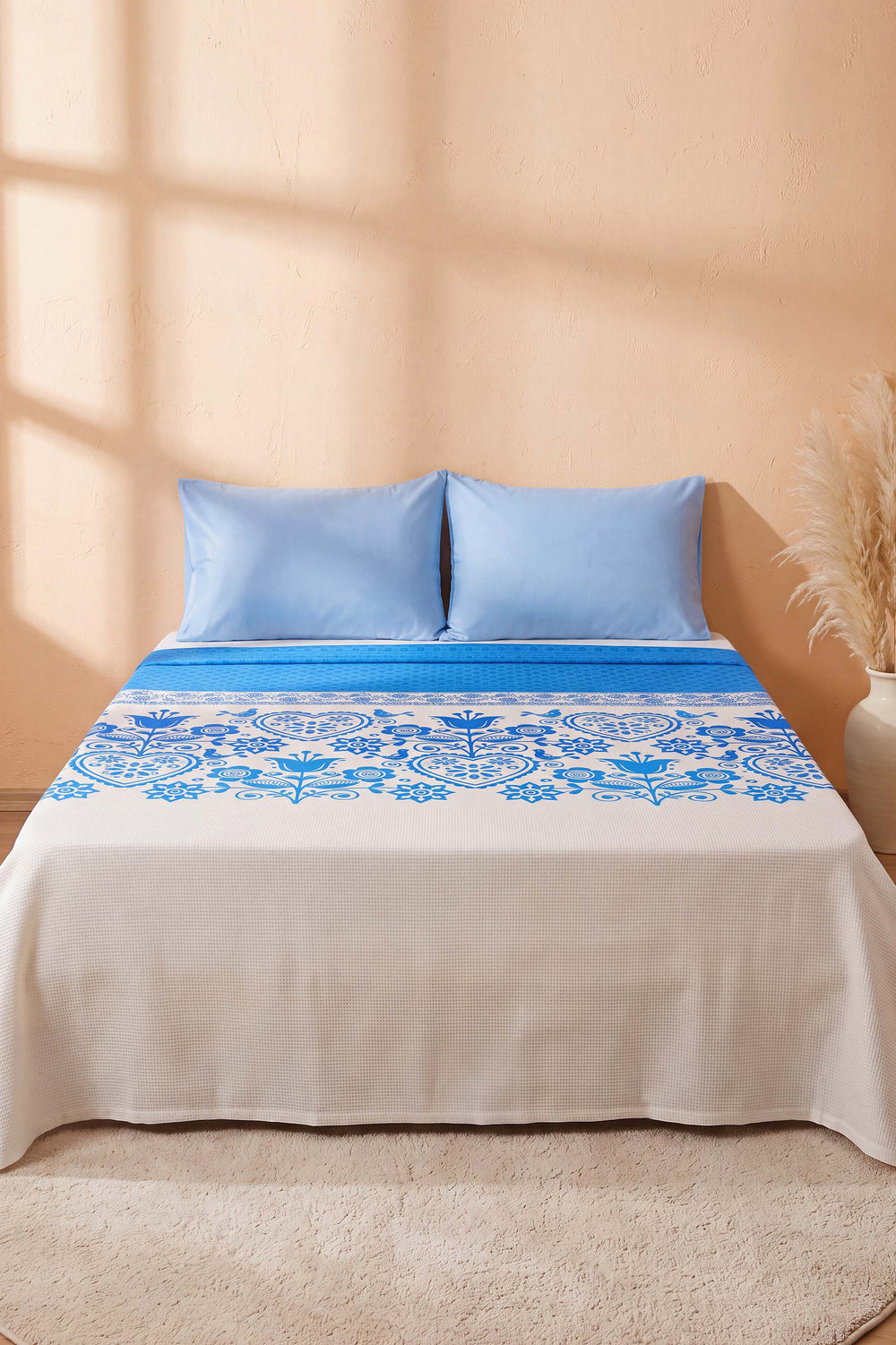 Blue Tulip Double Printed Bedspread & Pique 210x230 Cm