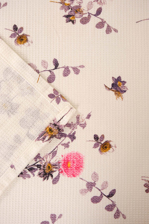 Mor Flora Çift Kişilik Baskılı Pike Yatak Örtüsü 210X230 Cm