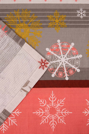 Red Winter Çift Kişilik Baskılı Pike Yatak Örtüsü 210X230 Cm