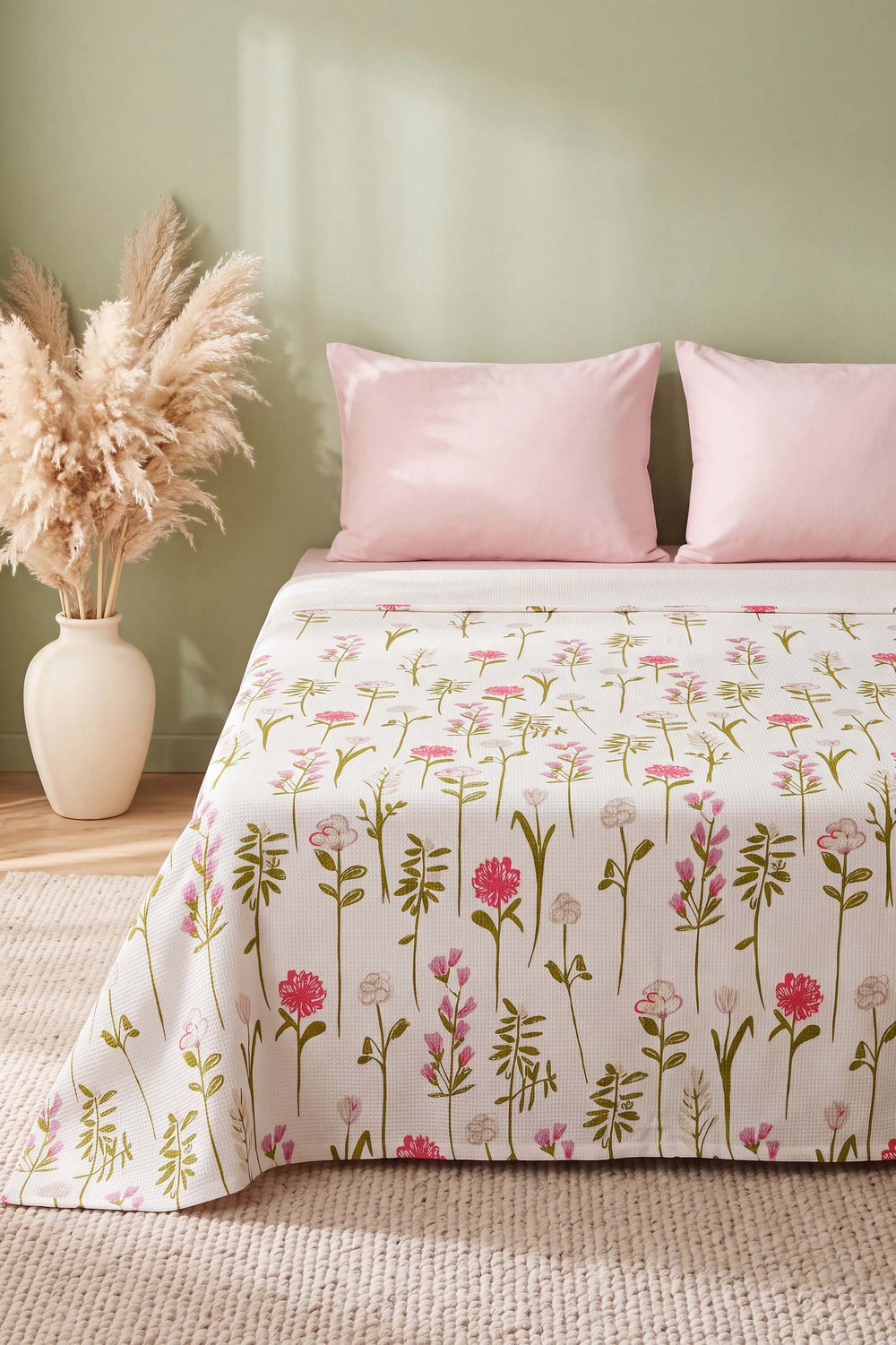 Fleur Double Printed Bedspread & Pique 210x230 Cm