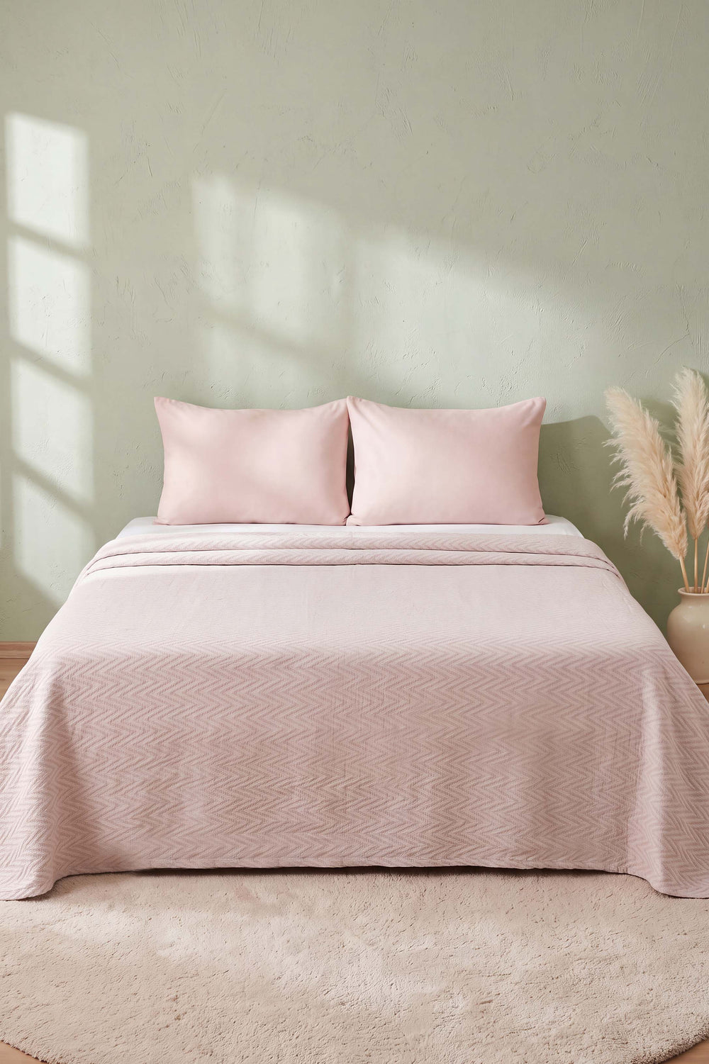 Powder Zigzag Double Printed Pike Bedspread 210x230 cm