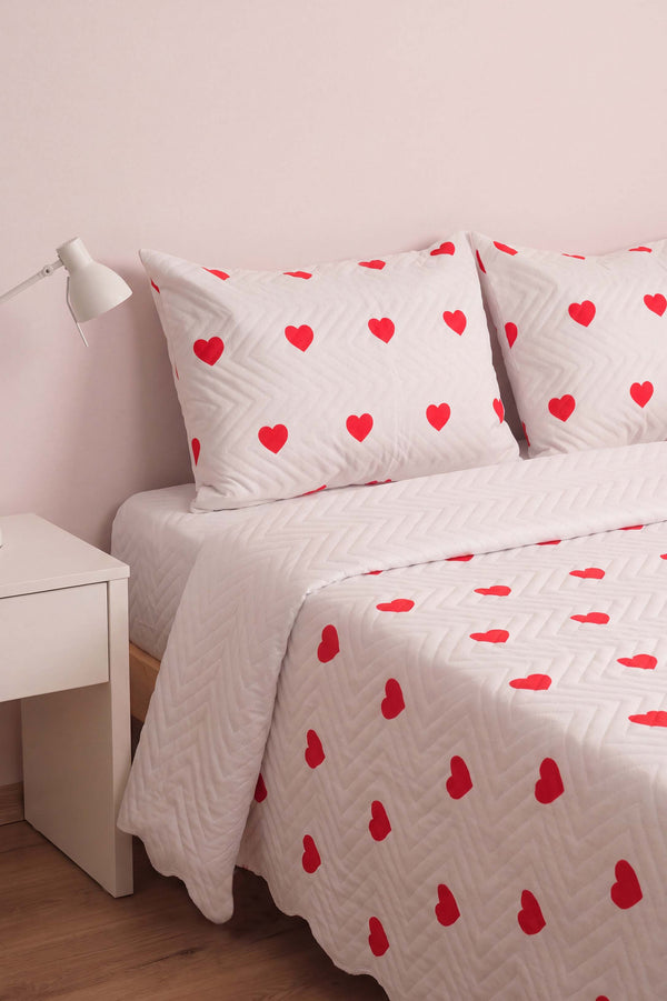 Amora Red Double Size Quilted Bedspread Multi-Purpose Bed Cover – 3 Pieces