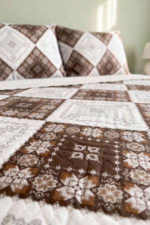 Terra Ethnic Double-Sized Quilted Bedspread Multi-Purpose Bed Cover - 3 Pieces