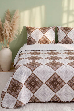 Terra Ethnic Double-Sized Quilted Bedspread Multi-Purpose Bed Cover - 3 Pieces