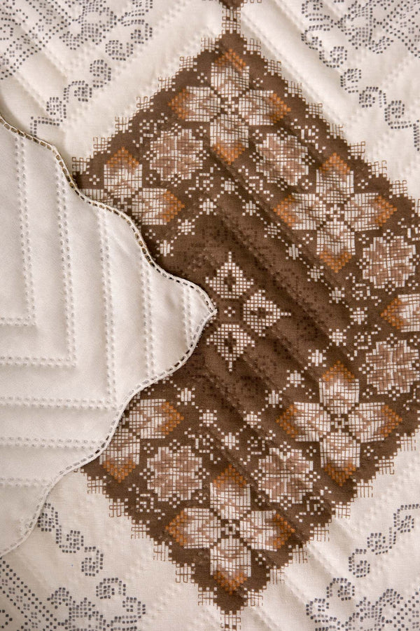 Terra Ethnic Double-Sized Quilted Bedspread Multi-Purpose Bed Cover - 3 Pieces