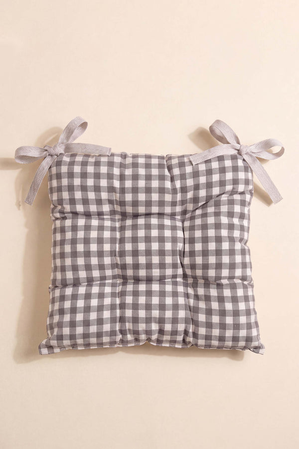 Antrasit Ekose Elyaf Dolgulu Sandalye Minderi 40X40 Cm