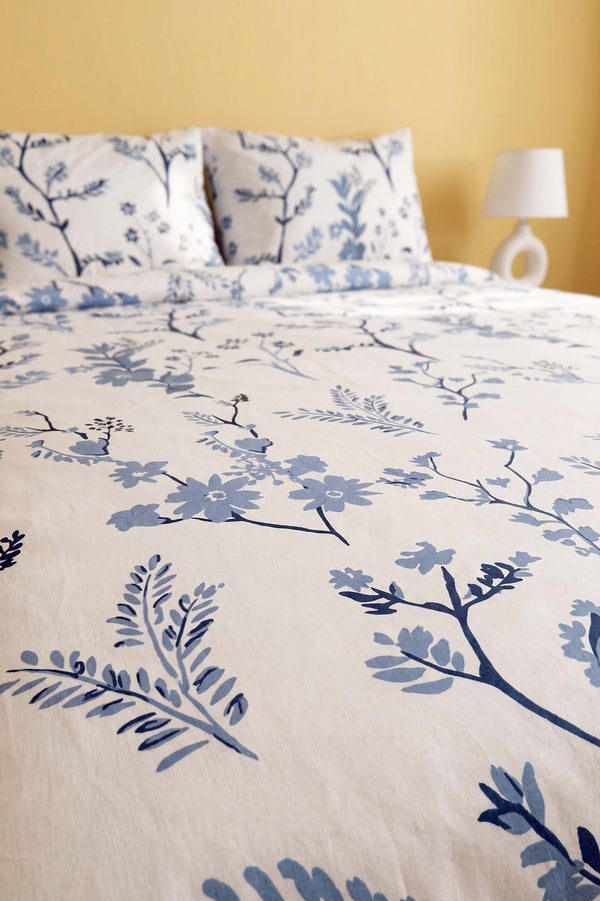 Bahar Mavi Dal Ranforce Double Duvet Cover Set 4 Pieces