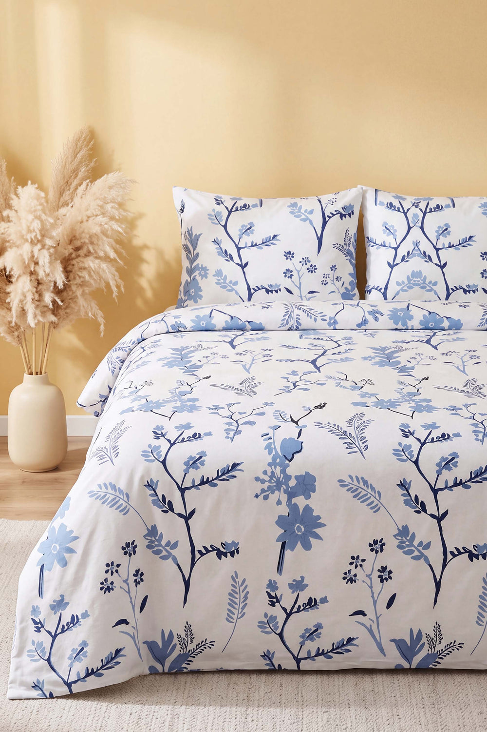 Bahar Mavi Dal Ranforce Double Duvet Cover Set 4 Pieces