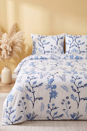 Bahar Mavi Dal Ranforce Double Duvet Cover Set 4 Pieces