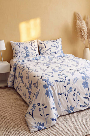 Bahar Mavi Dal Ranforce Double Duvet Cover Set 4 Pieces