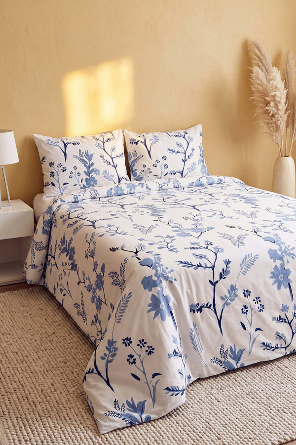 Bahar Mavi Dal Ranforce Double Duvet Cover Set 4 Pieces