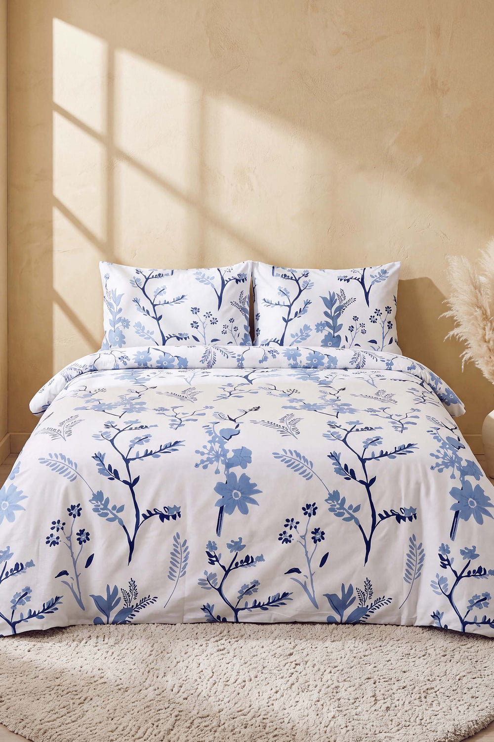 Bahar Mavi Dal Ranforce Double Duvet Cover Set 4 Pieces