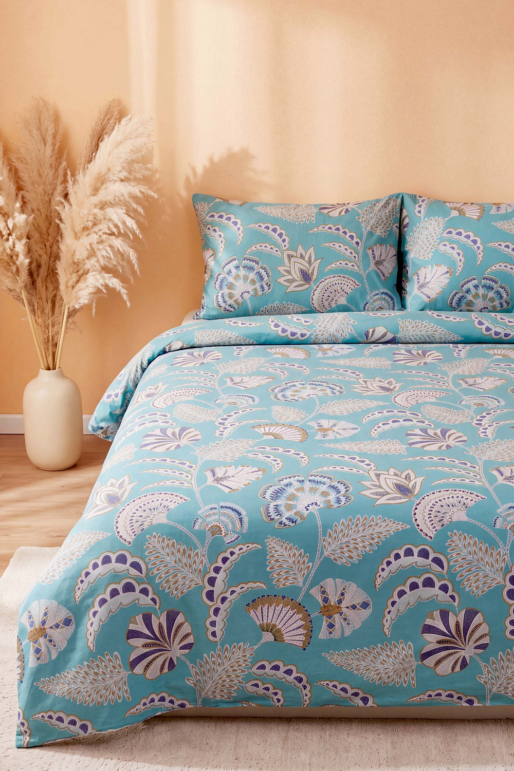 Aloe Vera %100 Cotton Ranforce Double Duvet Cover Set 4 Pieces