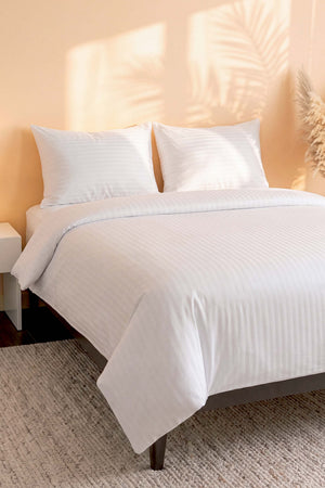 White Stripe Ranforce Double Duvet Cover Set 4 Pieces