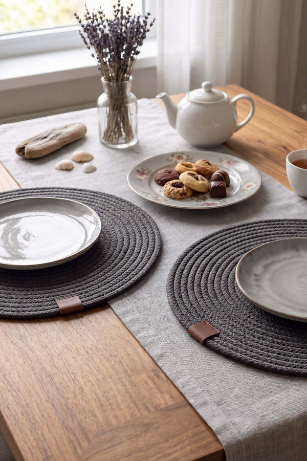 Anthracite Cotton Woven Placemat 32X32 Cm