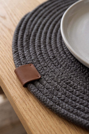 Anthracite Cotton Woven Placemat 32X32 Cm
