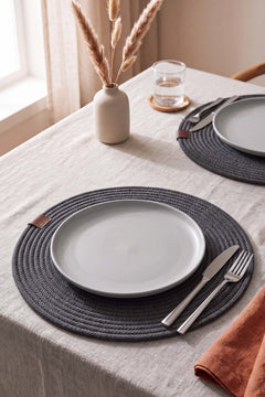 Anthracite Cotton Woven Placemat 32X32 Cm