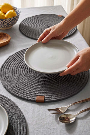 Anthracite Cotton Woven Placemat 32X32 Cm