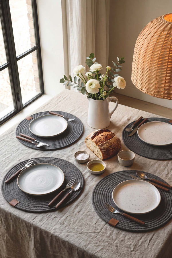 Anthracite Cotton Woven Placemat 32X32 Cm
