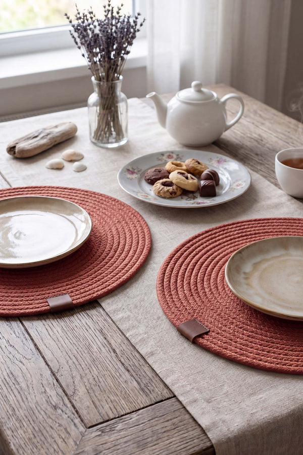 Terracotta Cotton Woven Placemat 32X32 Cm