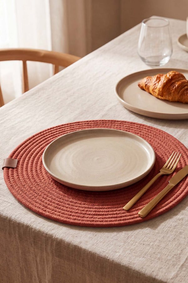 Terracotta Cotton Woven Placemat 32X32 Cm