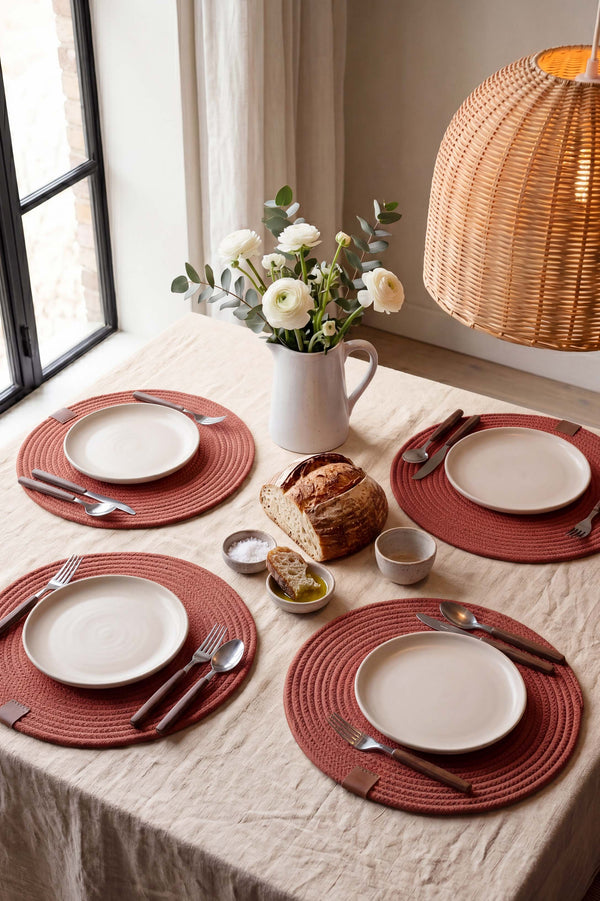 Terracotta Cotton Woven Placemat 32X32 Cm