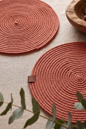 Terracotta Cotton Woven Placemat 32X32 Cm